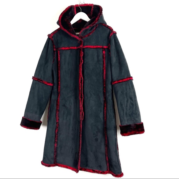 INS Dark Charcoal Faux Suede Boho Coat - Picture 2 of 11